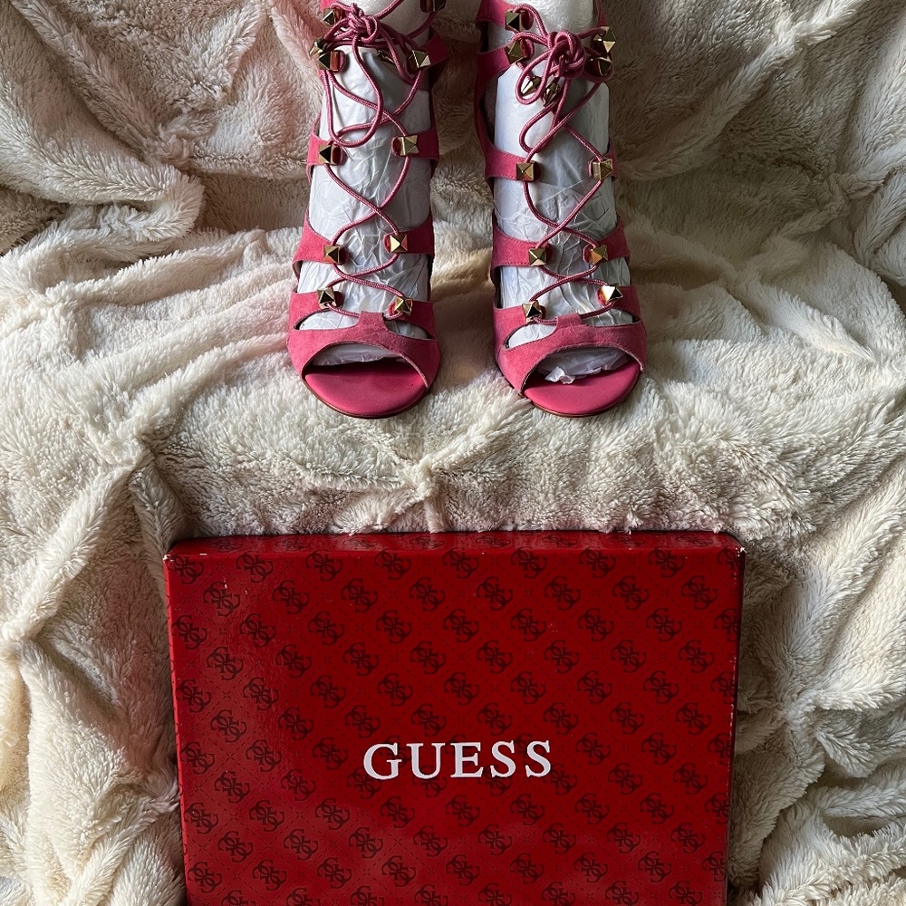 Pink Suede Guess Sandals Size 7